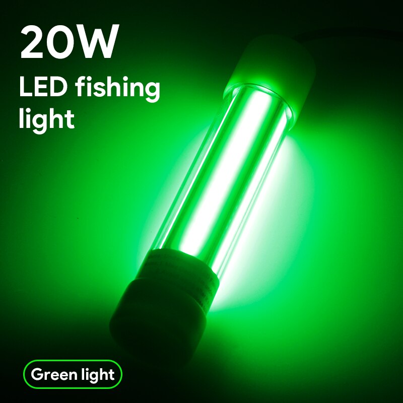 DC12-24V 20W LED Submersible Fishing Light Deep Underwater Fish Lure Bait Finder Lamp Squid Attracting