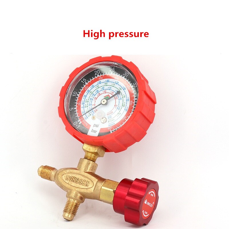 Manomètre réfrigérant en cuivre pur R134a/R410/R32/R22/R407C table de climatisation et de fluorure basse/haute pression: Rouge