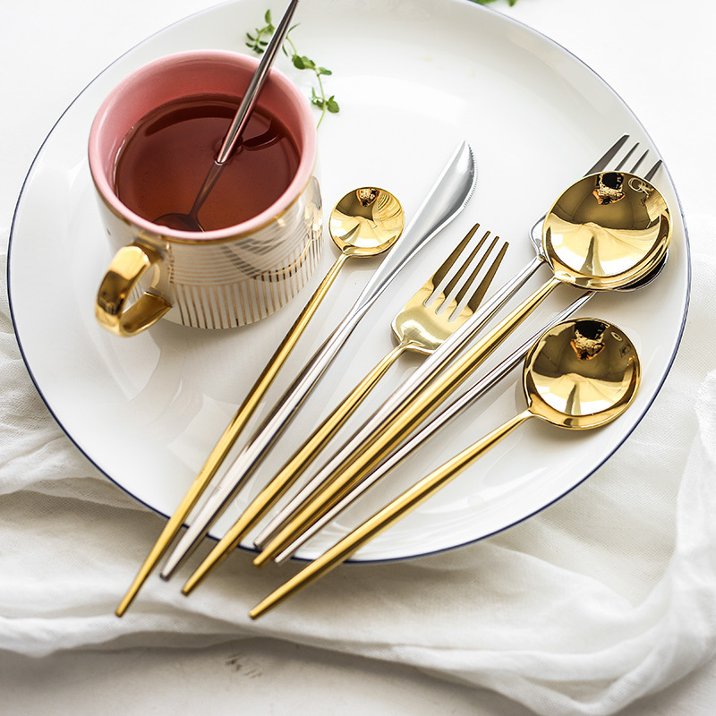 Bestek Glod Zilver Rvs Bestekset Bestek Vork Lepel Mes Set Dessert Vork Lepel Diner Opscheplepel Servies