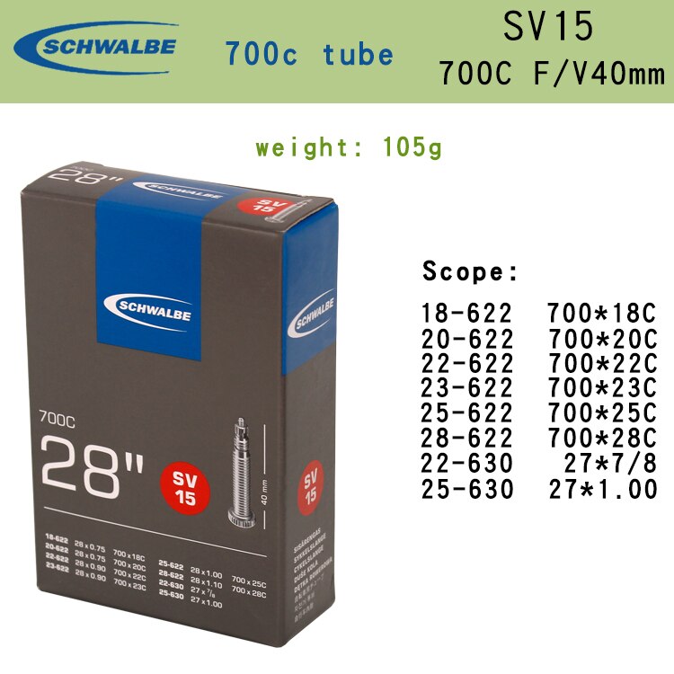 Schwalbe Binnenband 700C Butyl Rubber 700 * 23C 25C 28c Av Sv Snelweg Stad Fietsband Accessoires: 700C SV15 40MM