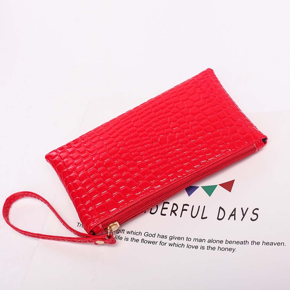 Candy Color wallet Womens Crocodile PU Leather Clutch Handbag Coin Purse Crocodile purse Clutch Super carteras mujer: 6