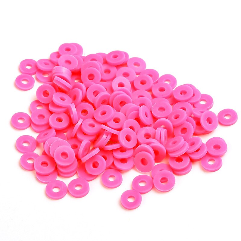 Flat Round Polymer Clay Beads Chip Disk Loose Spacer Handmade Boho Slice Beads For DIY Jewelry Making Bracelets: 06 rose red