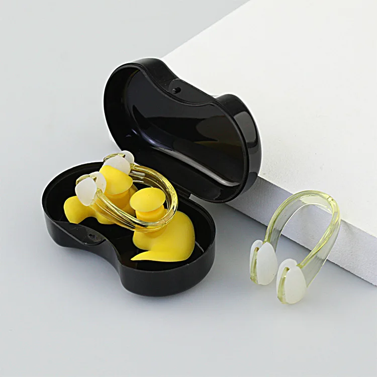 Zwemmen neusclip oordopje set siliconen milieuvriendelijke neusclip oordopjes kinderen volwassen beginners zwembenodigdheden: YELLOW