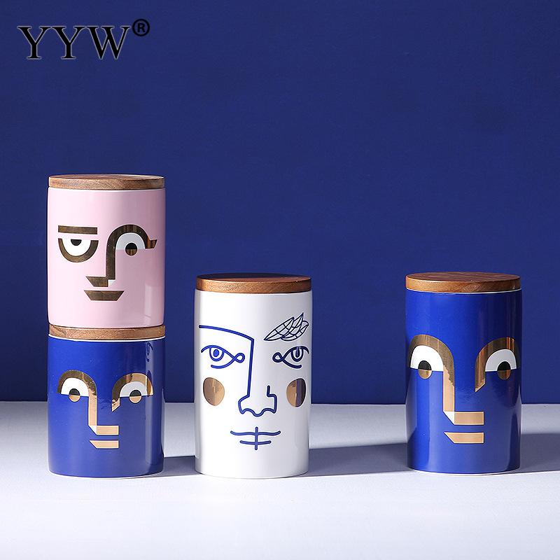Modern Storage Jars Human Face Cans For Storage Spices Cereals Bulk Food Container Storage In The Kitchen Home Bank Ceramic Jar