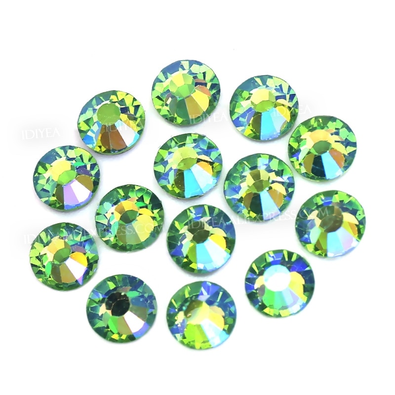 Peridot AB hotfix strass schmelzen flache rückseite kristalle strass glänzt für hochzeit diamant kleid kleidung kostüm pailletten kunst