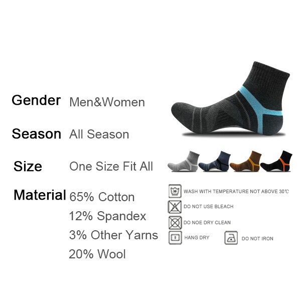 Calcetines de compresión para hombre, medias tobilleras de algodón, de lana merina negra, para deportes de baloncesto