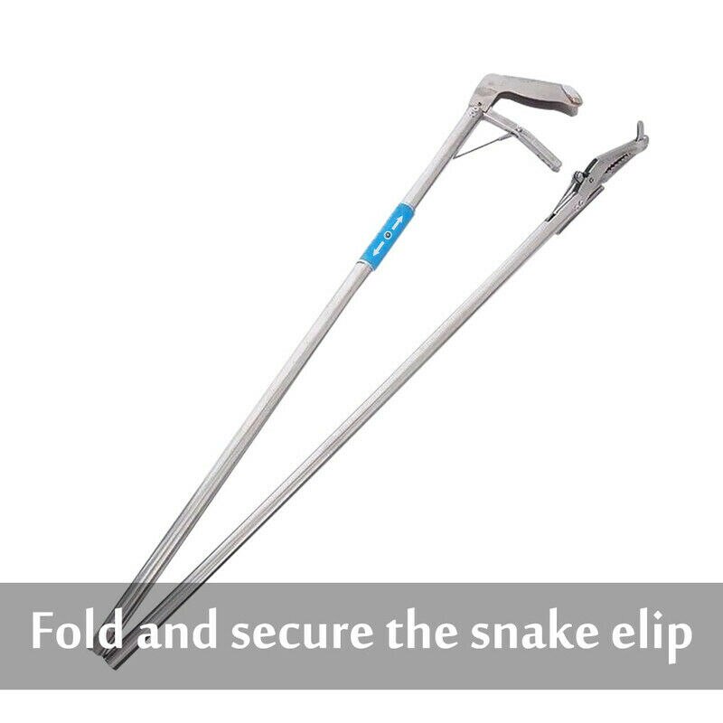 1.2m sammenleggbare slangetang pinne reptil fangst grabber folding bred kjeve slange tang rustfritt stål slange kontroll verktøy