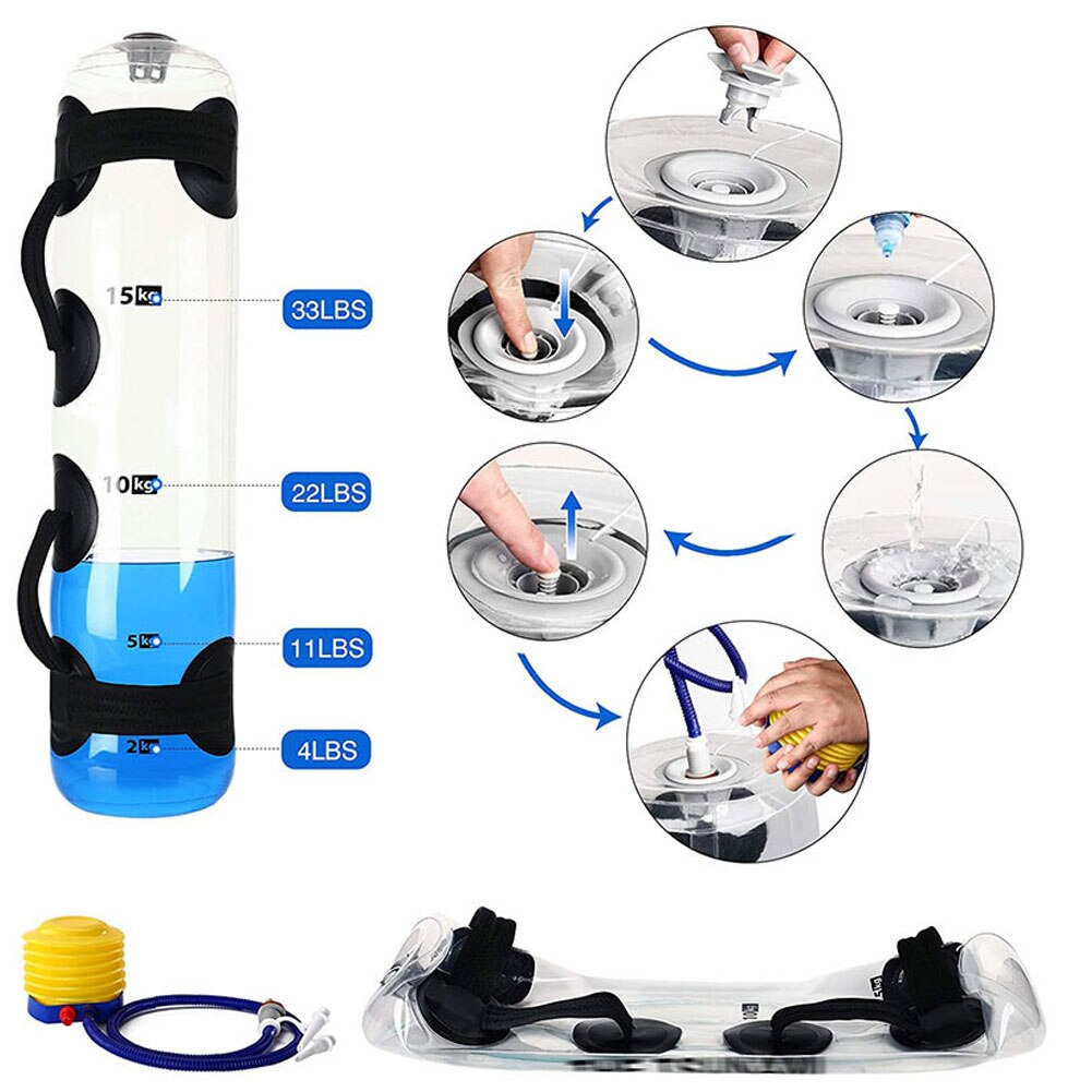 15/20/35KG Adjustable Water Power Bag Home Fitness Aqua Bags Weightlifting Body Building Gym Sports Crossfit Heavy Duty
