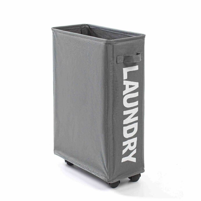 Noolim sammenklappelig snavset vasketøjskurv med hjul hjul bærbar tøjorganisator opbevaringskurv vasketøjsposer med høj kapacitet: Mørkegrå