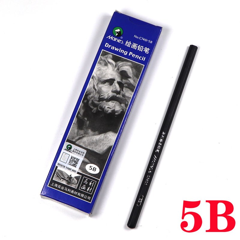 12pcs / box wooden sketch drawing writing pencil art DIY complete set 2B / 4B / 6B / 10B / 12B / 14B: 7401-5B