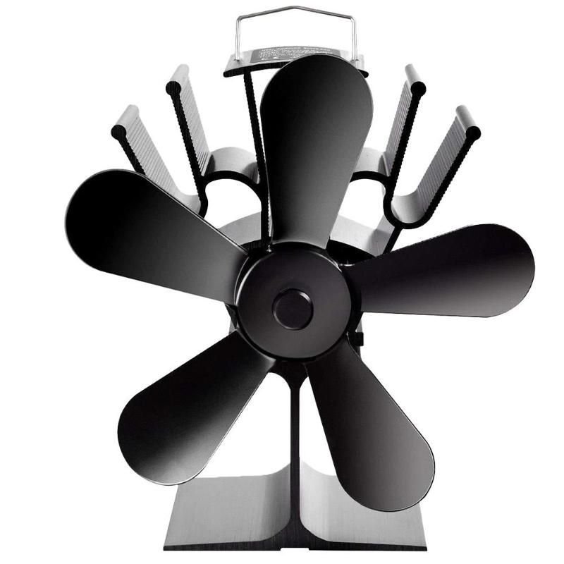 4/5 aspas ventilador de horno de aluminio quemador de calor ventilador de distribución de calor de bajo ruido disipador de calor dispositivo de ventilación del hogar: D