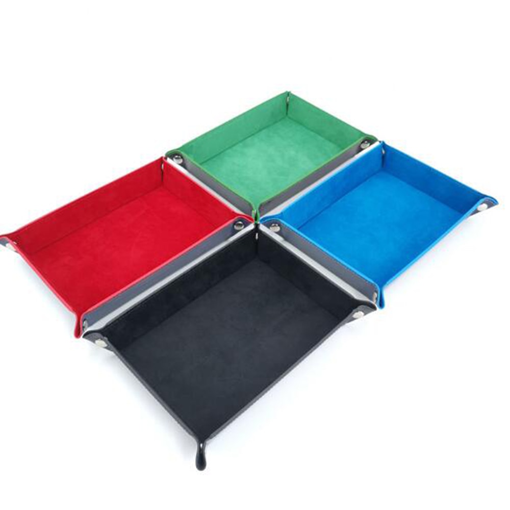 Dobbeltsidet terningeholder terningebakke læder foldebakke fløjl til rpg dnd bordspil opbevaring d&amp;d kort memo holder organizer