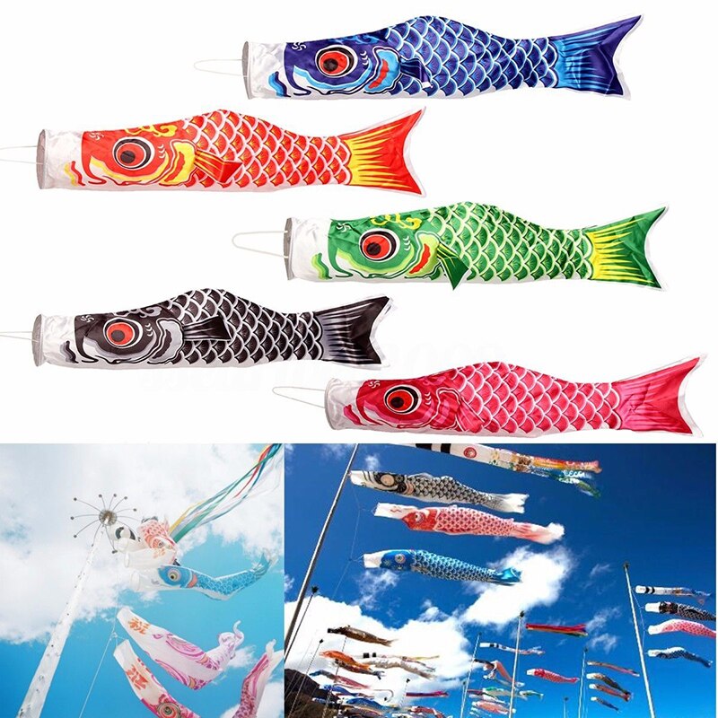 Japanischen Stil 40/70/100 CM Koinobori Karpfen Wind Fahnen Koinobori Bunte Karpfen Flagge Hängen Zauberstab Wohnkultur