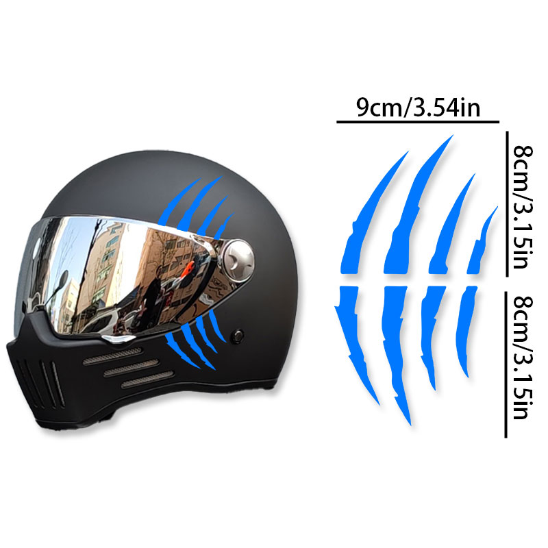 Pegatinas para casco de motocicleta, calcomanías creativas de vinilo con arañazos de garra de monstruo, impermeables, bricolaje, tanque de combustible de motocicleta, decoración corporal para Scooter: Azul