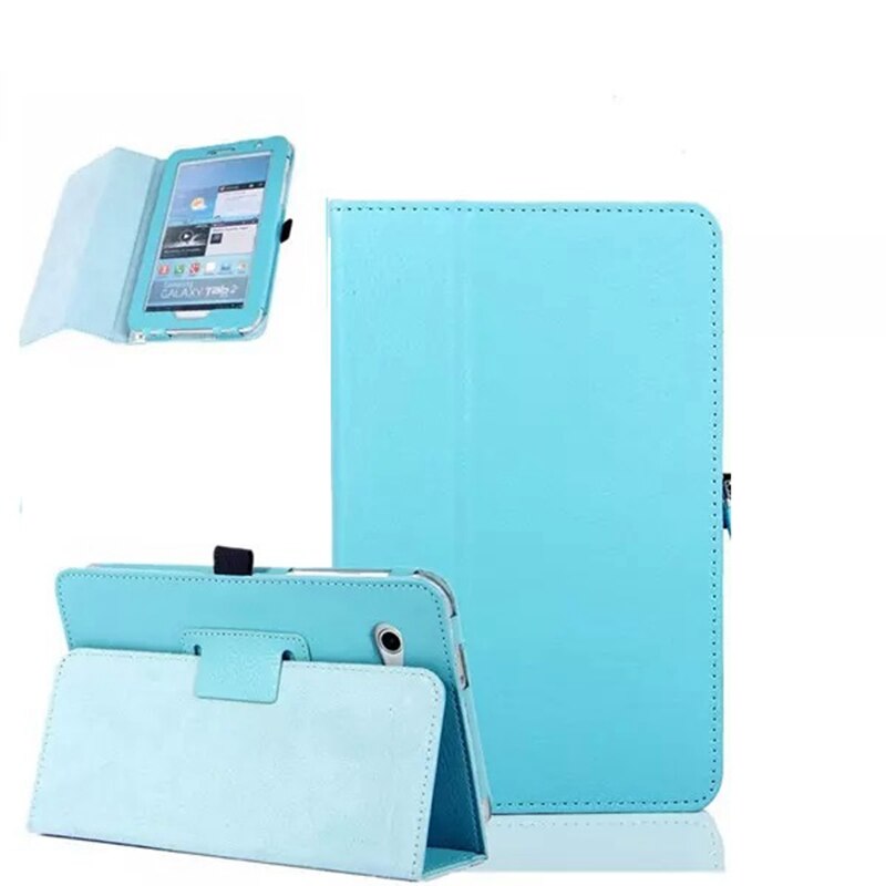 For Samsung Galaxy Tab 2 7 GT P3100 PU Leather Case Cover For Samsung Galaxy Tab 2 P3100 7.0 inch Stand Tablet Case +FilmPen: blue