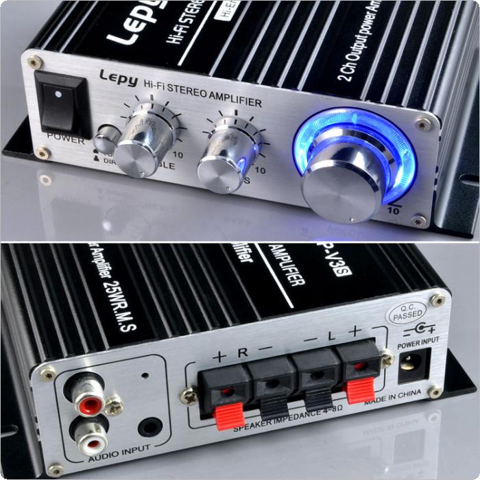 Lepy V3 Mini 20W 12V 20Hz - 20KHz HiFi Stereo Auto Car Power Amplifier Motorcycle Boat Vehicle Amp Suitable for MP3 MP4