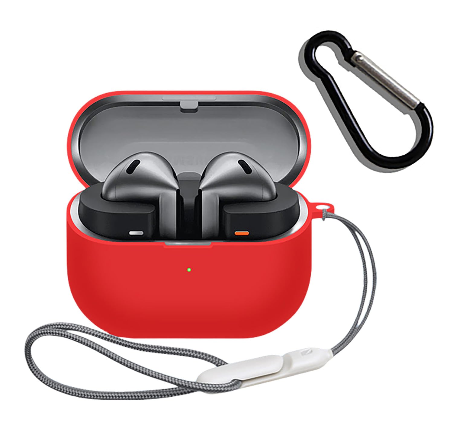 Voor Samsung Galaxy Buds 3 Case & Galaxy Buds 3 Pro Case Zachte siliconen beschermhoes voor Galaxy Buds 3 Accessoires met Lanyard: 3XS / CORAL