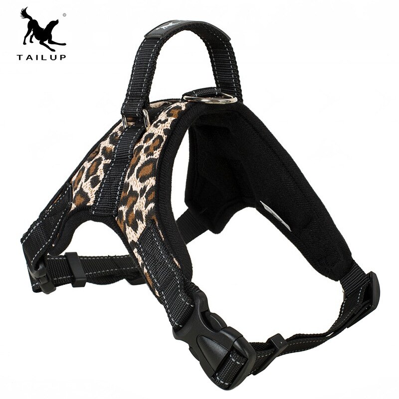 Sillín de leopardo para mascotas, arnés ajustable con Cuello acolchado, Extra grande para perros grandes, medianos y pequeños, suministros para Perros Bulldog,: Print on Canvas / L