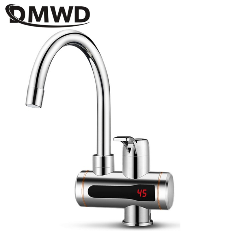 DMWD Electric Instant Water Faucet Stainless Steel Water heater Tankless Tap LED Temperature Display For Kitchen shower