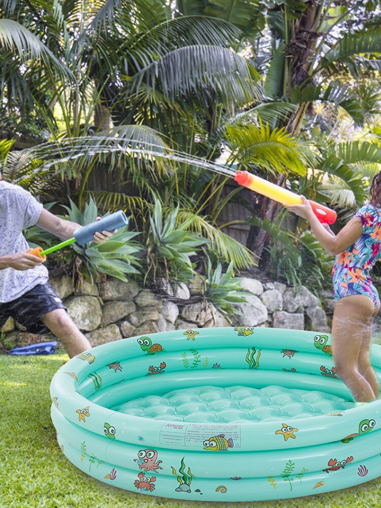 PVC Circular Printing Swimming Pool Layered Airbags Fishing Pole 130CM Three Ring Soft Paddling Pool Pink Toy Storage/sand Pools