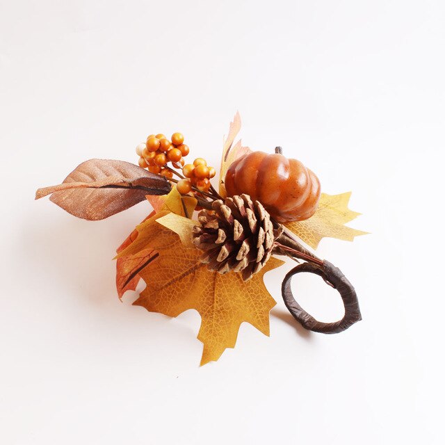 Lemon Grape Pumpkin Green Leaf Fruit Napkin Buckle Napkin Ring Wedding Napkin Buckle Dinner Party Wedding Hotel Home Decor: Pumpkin Pine Cone