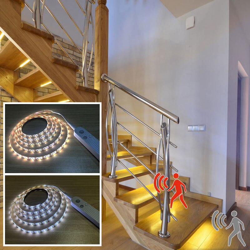 3M 2M 1M LED Clever Treppen Licht Unter Bett Licht PIR Sensor Detektor Kontrolle Intelligente Zauberstab Lampe schrank Schrank Küche Licht