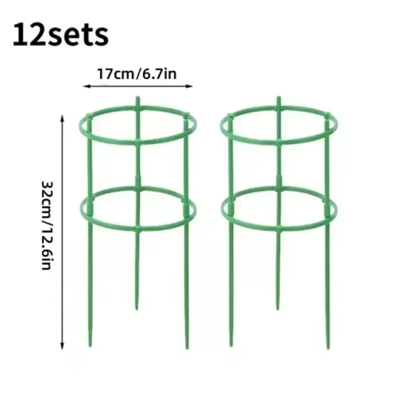 Juego de 12 soportes para plantas, estaca semicircular para enredaderas trepadoras, varilla de fijación para bonsái, soporte para estacas para plantas de jardín, soporte para anillos de flores: Plata