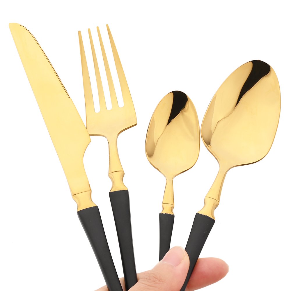 16 -teiliges rosen-essbesteck-set, bestehend aus messer, gabel, kaffeelöffel, edelstahlbesteck und küchenaccessoires im westlichen stil