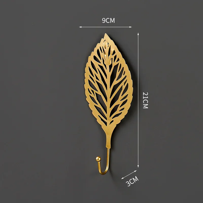 Ganchos de Metal con forma de hoja dorada, colgador de pared, estante de almacenamiento colgante para toallas, ropa, decoración del hogar y el baño, organizador, ganchos de pared, 1 ud.: Caqui oscuro