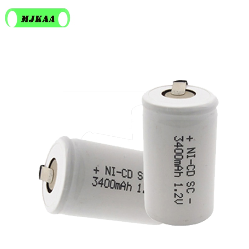 12pcs SC 1.2V 3400mah Rechargeable Battery 3400mah 4/5 SC Sub C Ni-cd Cell with Welding Tabs for Electric Drill Screwdriver