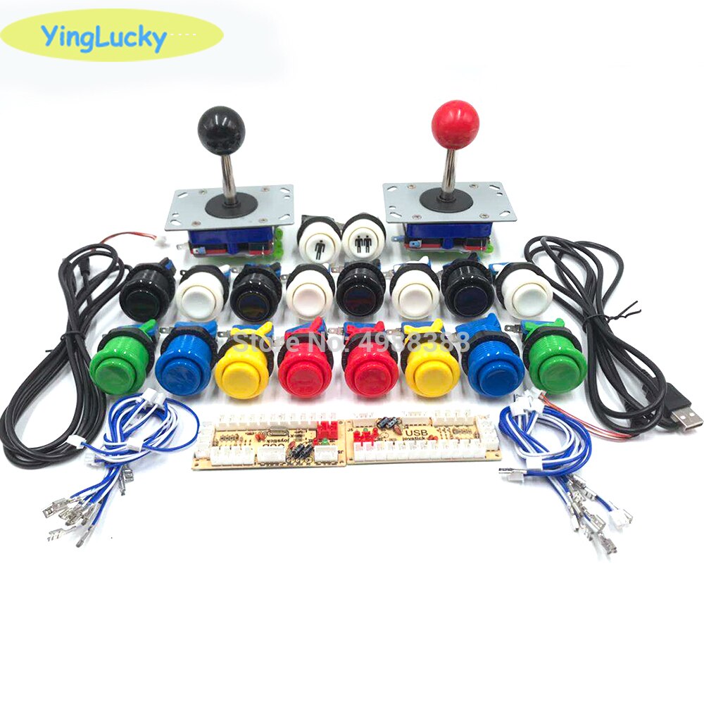 yinglucky 2 Players Arcade joysticks DIY Kit Zero Delay USB Encoder American Style Joystick 28mm Push Button HAPP joystick