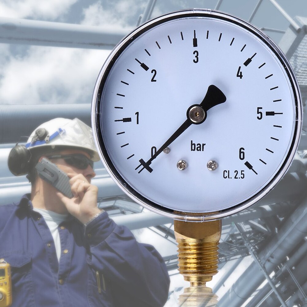 Air Pressure Gauge Instrument Side Mount Accessories Dial Water Oil Home 0-6 Bar Accurate Measurement Manometer 1/4 Inch NPT
