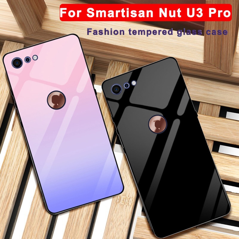 For Smartisan nut U3 pro case Solid color tempered glass phone cover For Smartisan nut U3pro 5.99" case Gradient glass shell