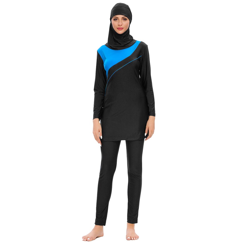 YONGSEN Modest Swimsuit Muslim Swimwear Women Full Cover Long Sleeve Swimsuit Islamic Hijab Islam Bathing Suit Burkinis XL: Blue / XL