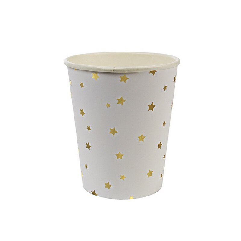 Goud zilver folie ster papieren borden babyshower feest servies papieren bordjes bekers servetten voor bruiloft verjaardag ster feestbenodigdheden: G 8 stuks kopjes
