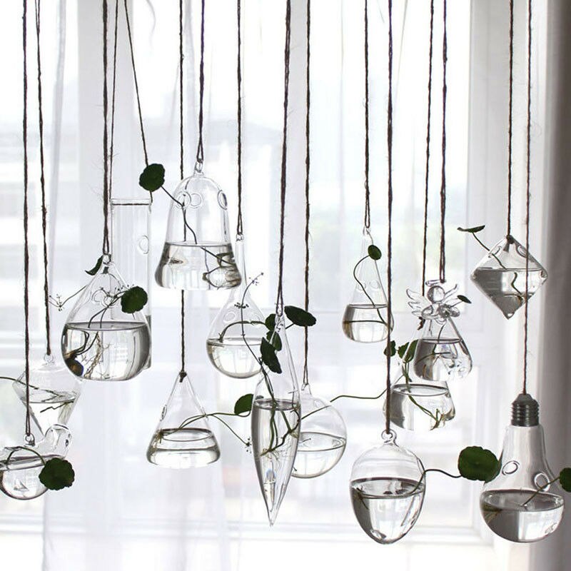 Wall Hanging Light Bulb Glass Bird Shape Vase Flower Plant Terrarium Container Home Decor Vases