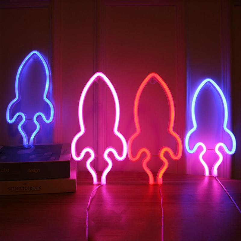 Neon- Zeichen USB LED Dekoration Planet Rakete Lampe Bunte Nacht Nacht Licht Weihnachten Hochzeit Party Dekor Licht Für Heimat Kind zimmer