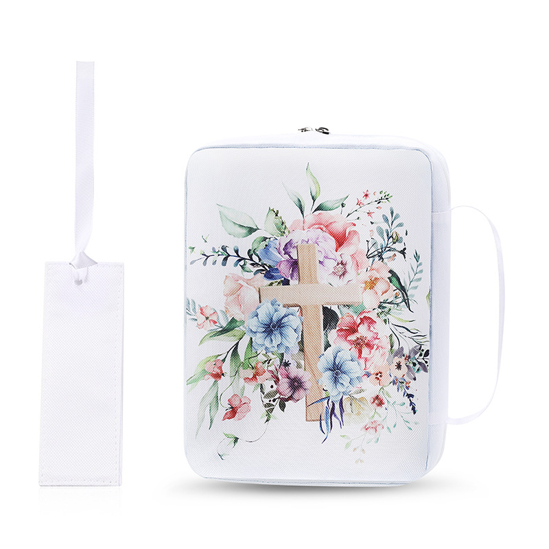 Bible Cover Case Floral Bible Cover Bag for Women, Stylish Functional Portable Bible Carrying Case Pockets Zipper Study: Lavender