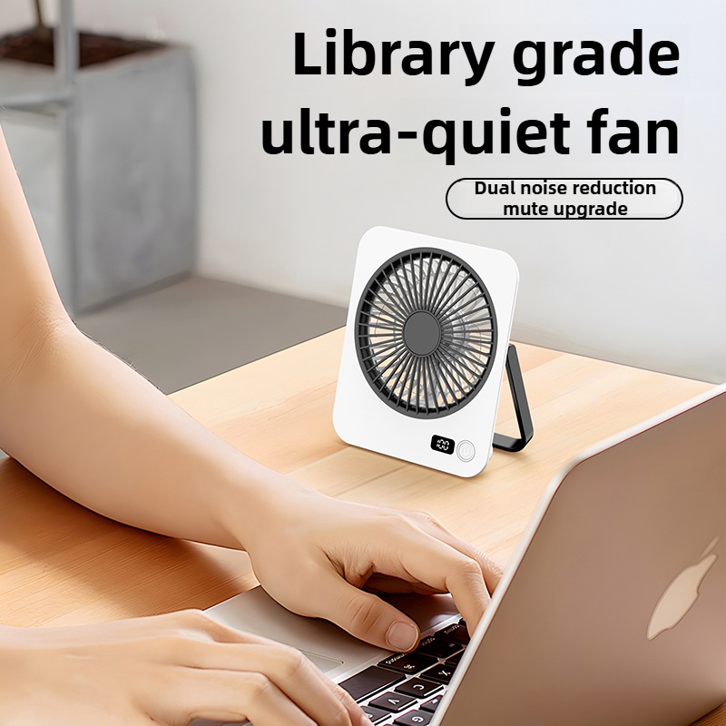 3CM Ultrathin Desk Fan Portable USB Rechargeable Fan 180° Wide Angle Folding Fans With Power Display 5 Speeds Quiet Table Fans