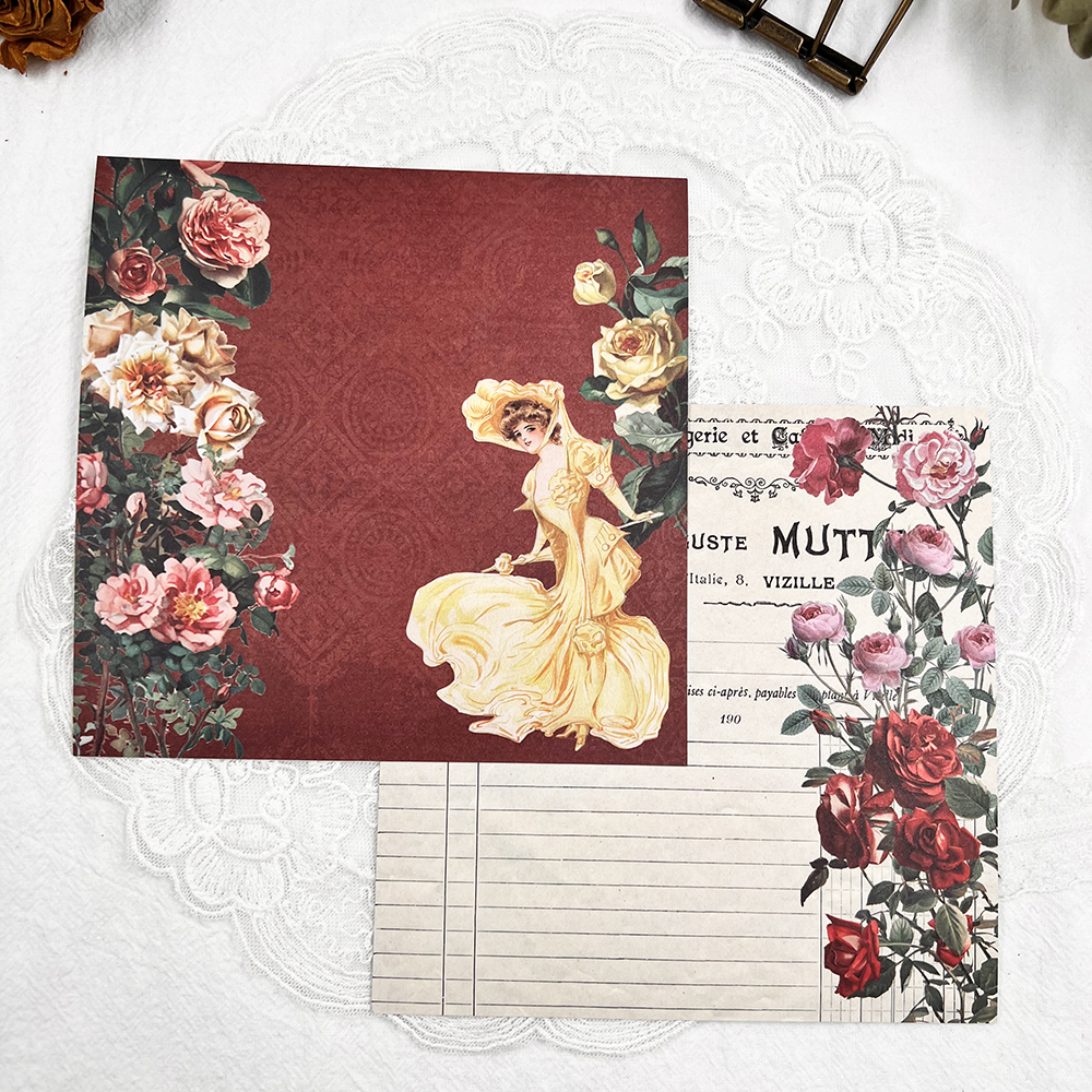 Romantic Rose Girls Material Craft Paper Packs Scrapbooking Happy Planner DIY Card Decoration Photo Albums