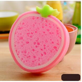 Attractive thicken fruit shape sponge scouring pad magic sponge washing dishes oil resistance thickened magic scouring: strawberry