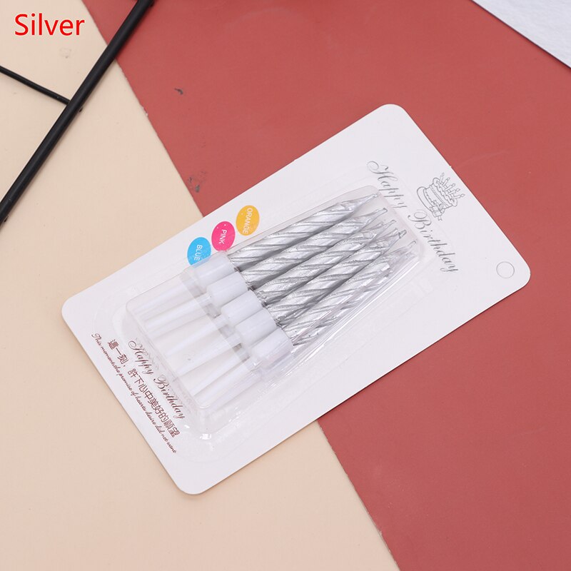 10 stks Draad Kleur Verjaardag Kaarsen Met Stand Taart Kaars Event Feestartikelen Bruiloft Decoratie: E