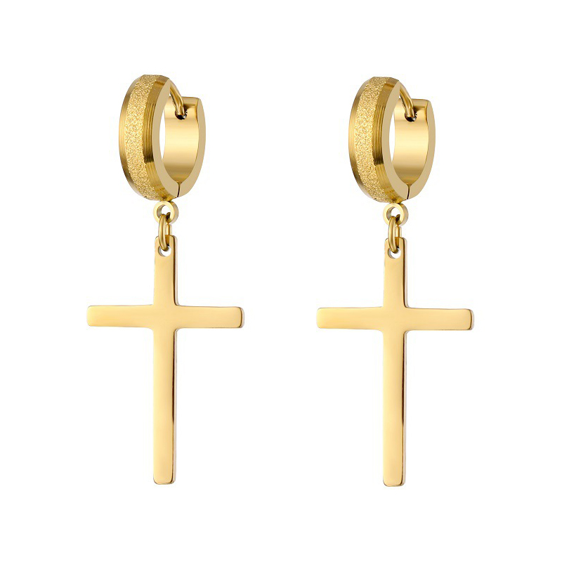 WKOUD-pendientes de aro con forma de cruz para hombre y mujer, joyería colgante, Color dorado, minimalista, delicado