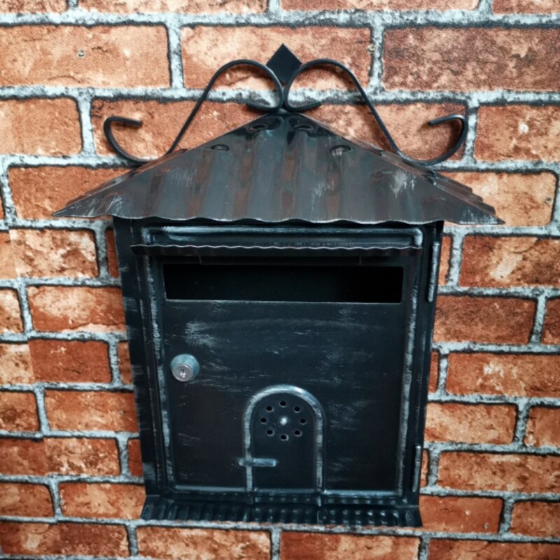 Brief Doos, Metalen Letter Box Retro Zwarte Verticale Afsluitbare Mailbox, Anti-Roest, fotografie Props Fresco Bruiloft Bar Cafe Home De
