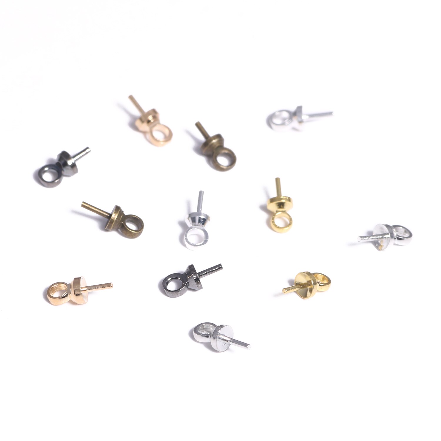 100/200pcs 6.5*3mm metalowe oko Pin Bail perłowe koraliki złącze Bail dla wisiorki dostarcza Diy ocena biżuteria Making akcesoria