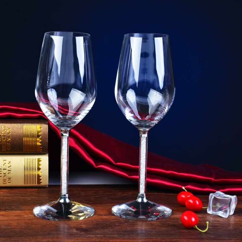 2 Pcs Wedding Glasses Goblet Wine Glass Crystalline Luxury Party Toasting Crystal Rhinestones H1004