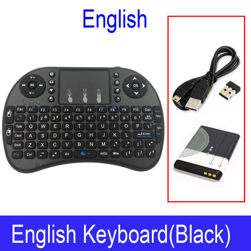 2.4GHz Mini Wireless Keyboard QWERTY Black Portable i8 with BL 5C Battery For Tablets Windows TV Xbox PS3 Raspberry Pi: English-i8key