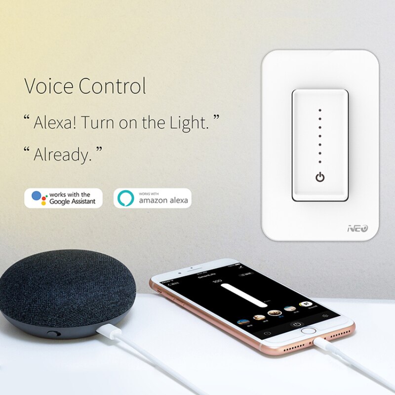 Atenuador inteligente de luz Tuya, Control por voz con aplicación Alexa, Google Home, Control por aplicación, un solo polo, 3 vías