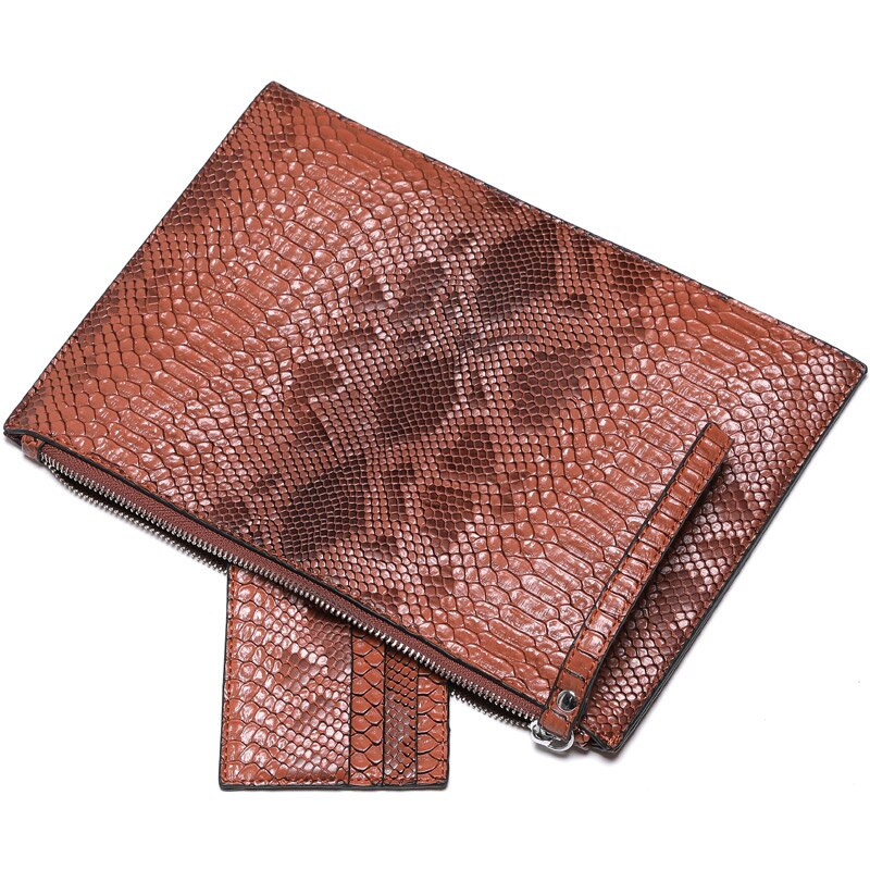 Slangemønster kvinner konvoluttvesker pu skinn dame clutch veske merke fest clutcher for damer lommebok gratis kort veske