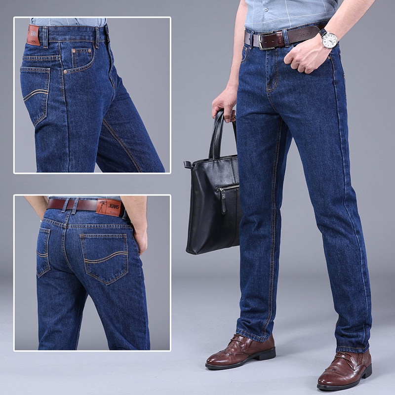 Men Jeans Classic Business Spring Autumn Male Skinny Straight Stretch Brand Denim Pants Summer Overalls Slim Fit Trousers